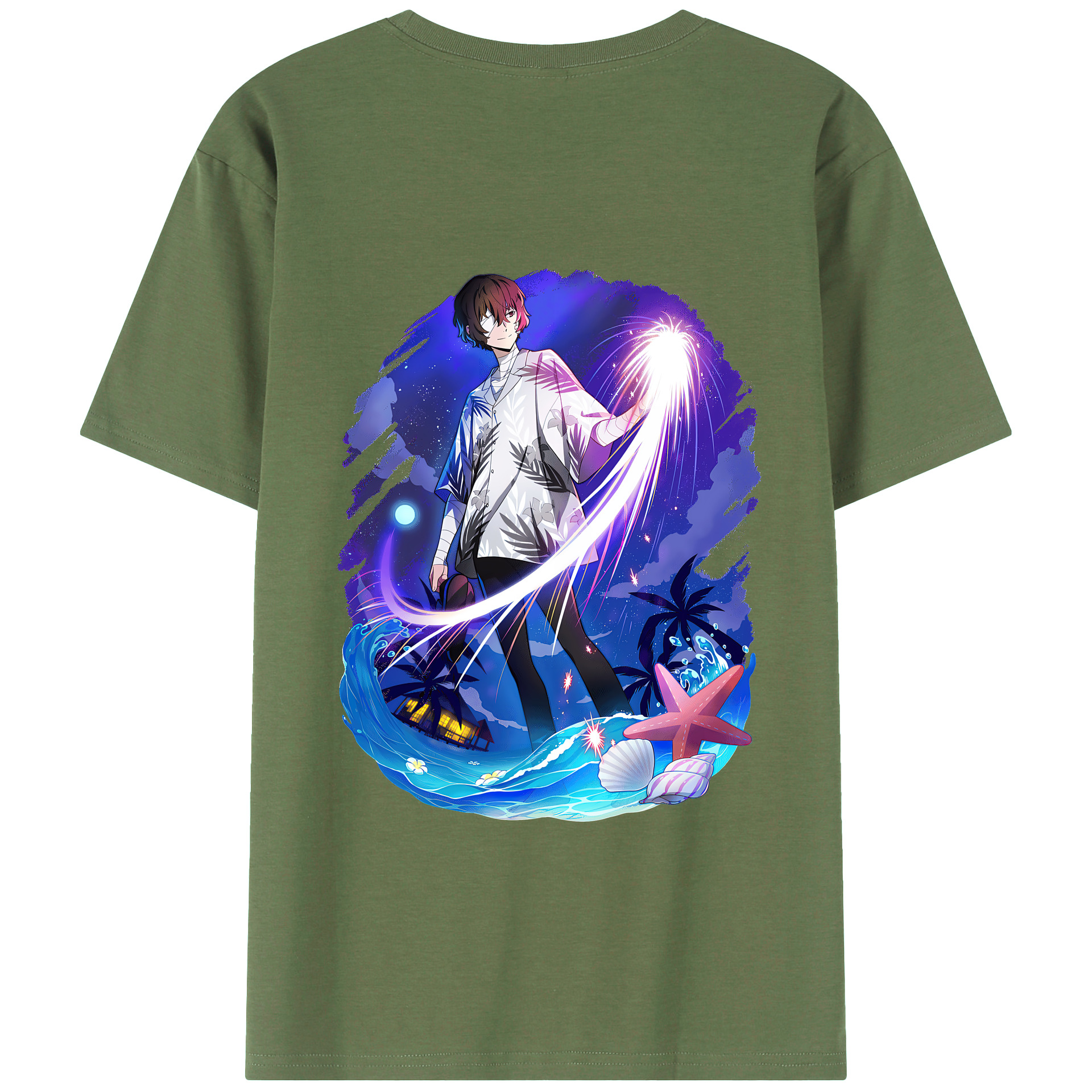 （画像用） 文豪ストレイドッグス Bungo Stray Dogs 綿100％ メンズ半袖Tシャツ（バックプリント） 通気性